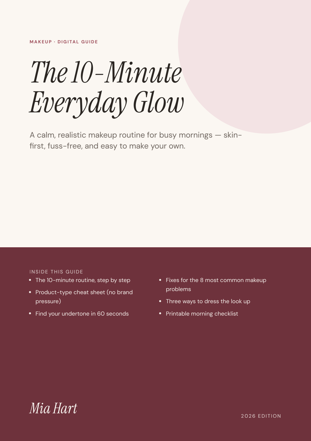 The 10-Minute Everyday Glow — Mia Hart digital guide cover