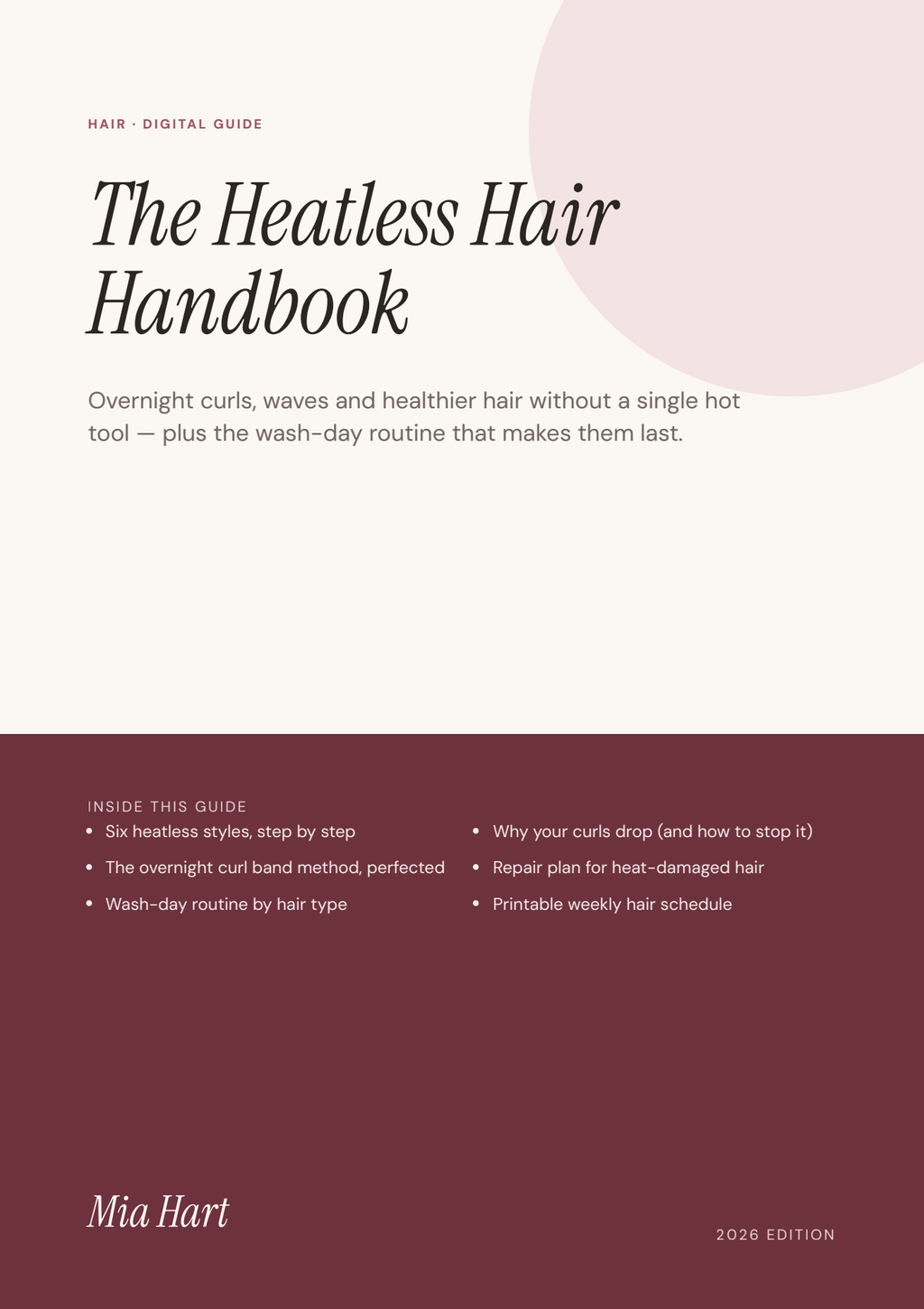 The Heatless Hair Handbook — Mia Hart digital guide cover