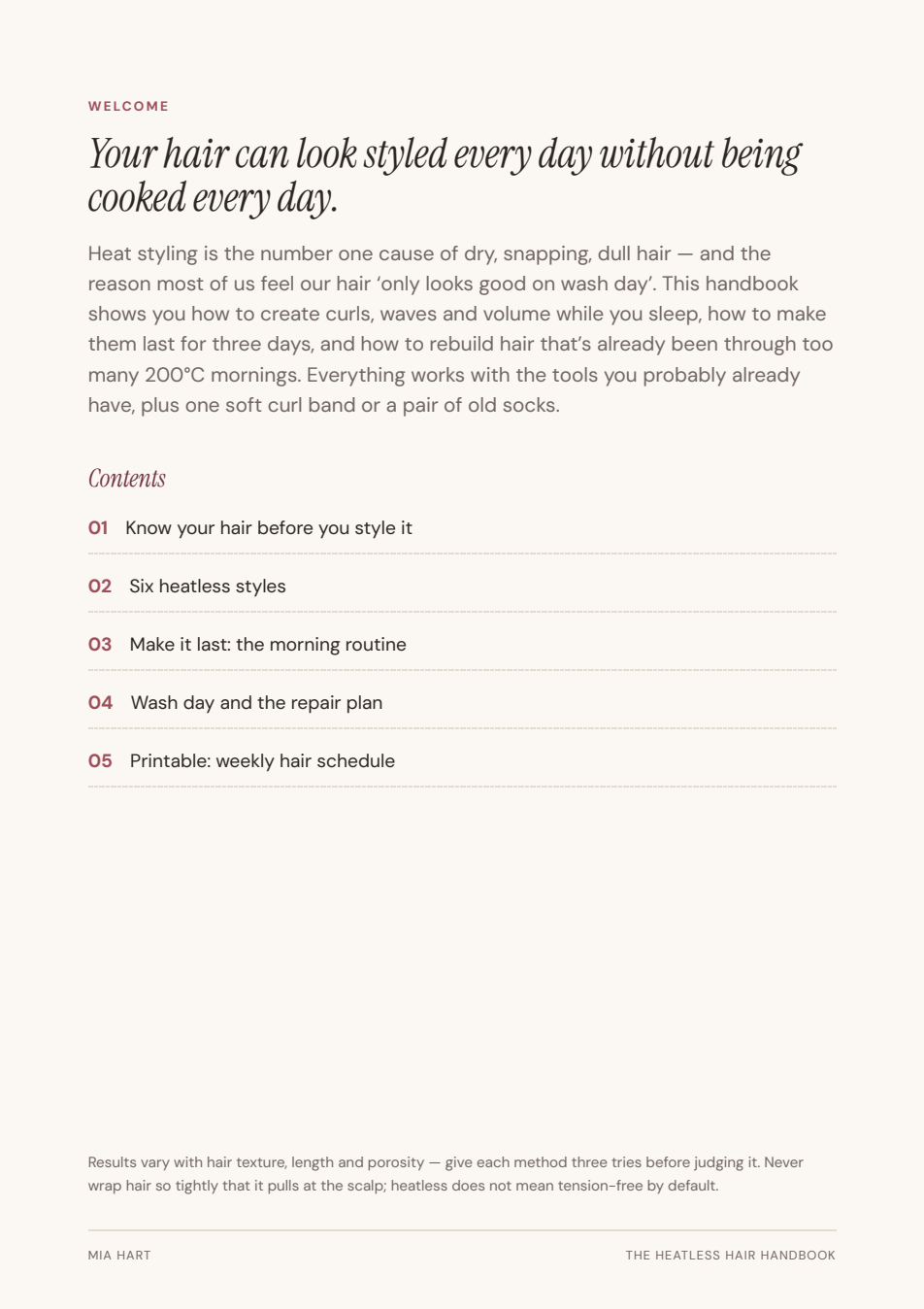 The Heatless Hair Handbook — inside page preview 1