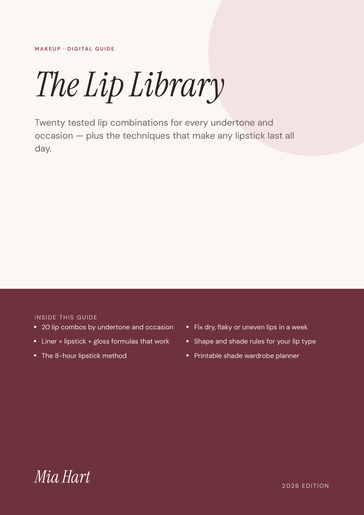 The Lip Library — Mia Hart digital guide cover