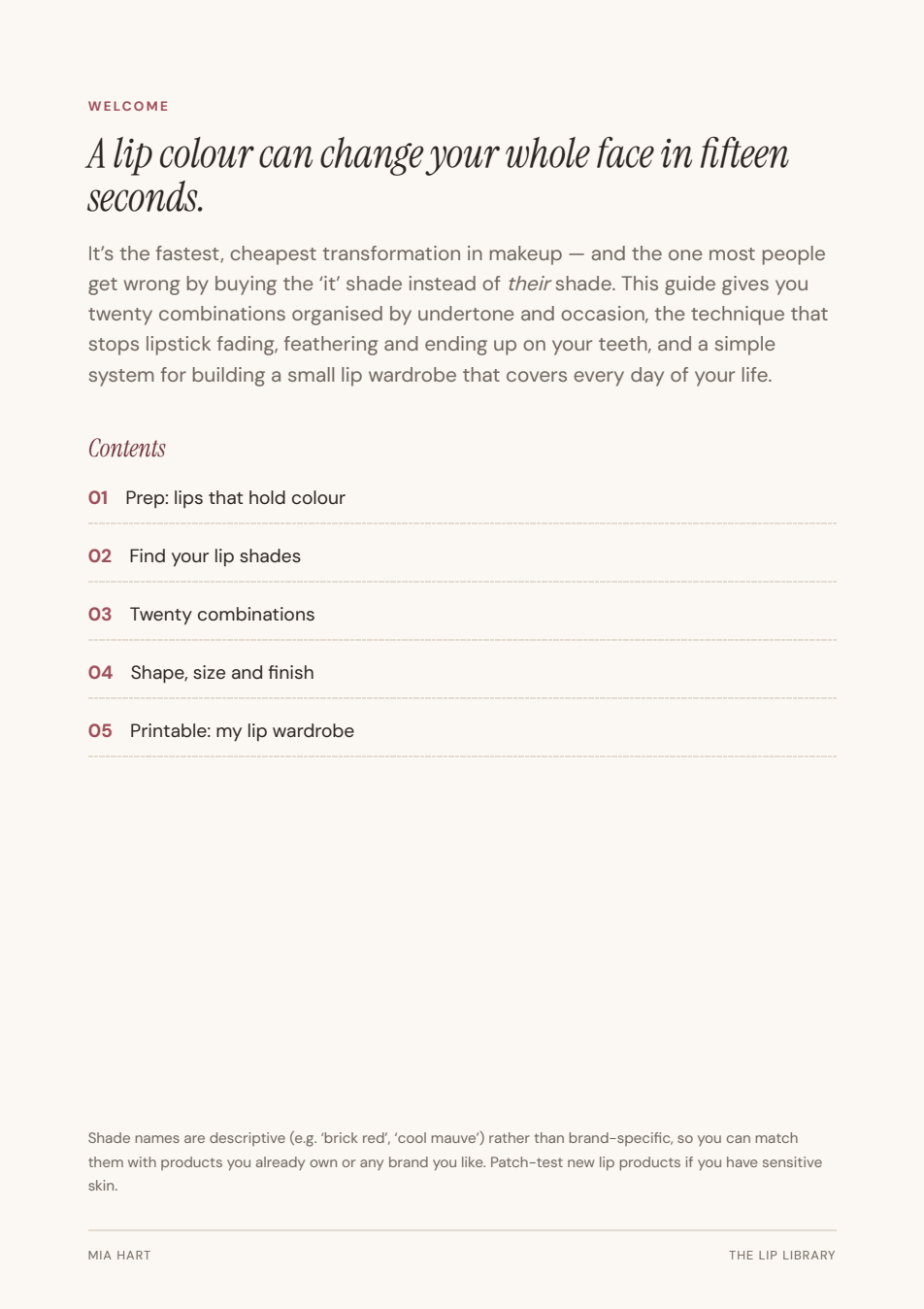 The Lip Library — inside page preview 1