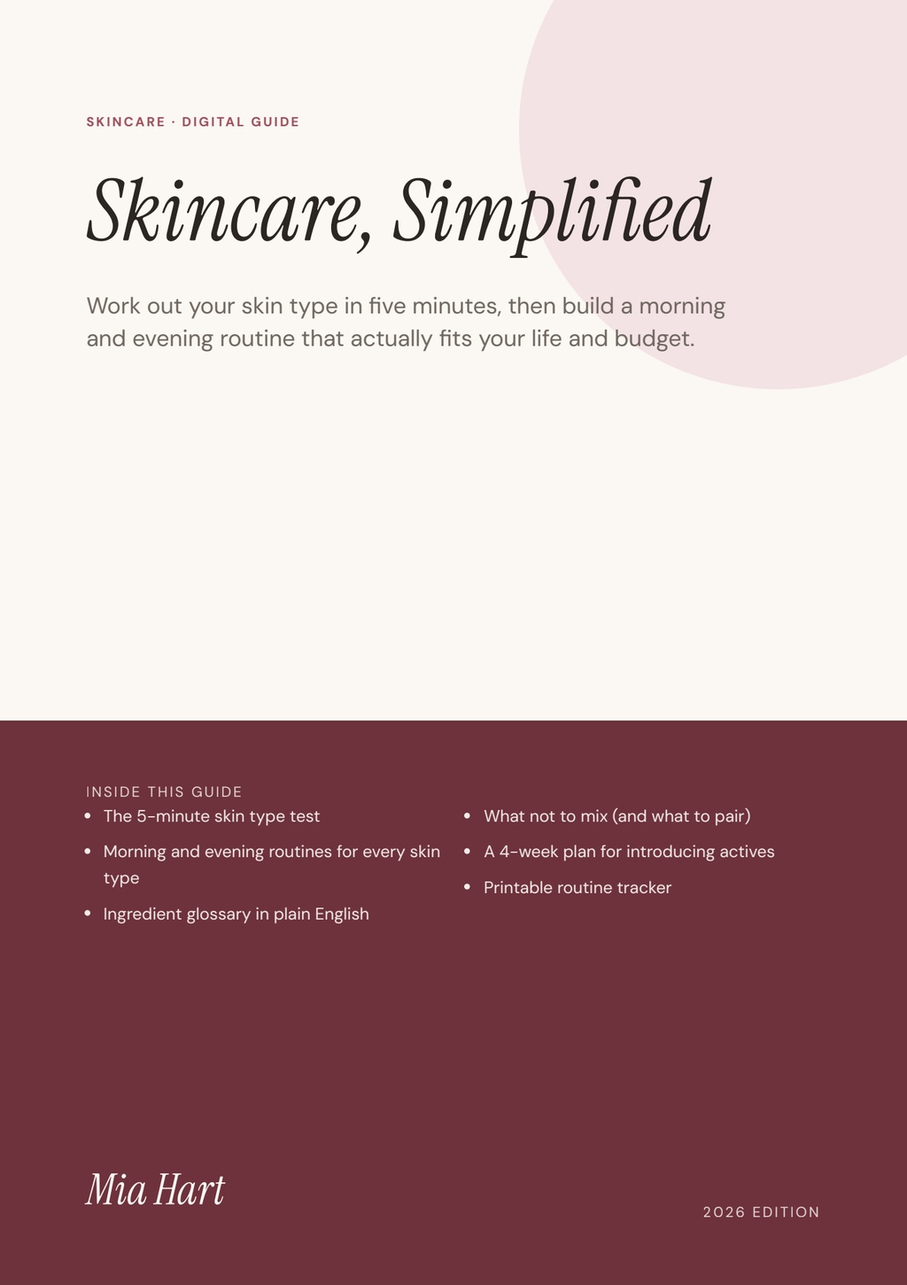 Skincare, Simplified — Mia Hart digital guide cover